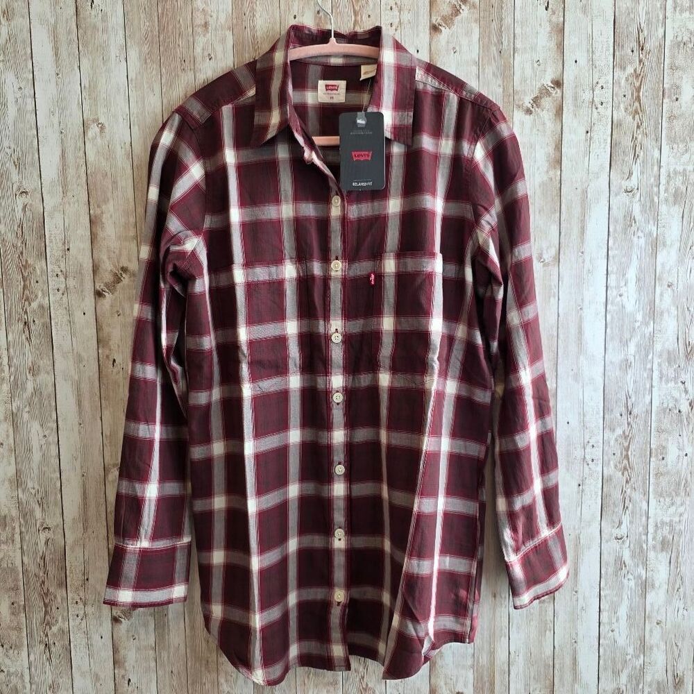 Women's Levi's Plaid Flannel Shirt XS Maroon